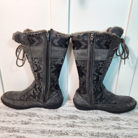 Teva "Kiru" Nubuck Tall Winter Sherpa Boot Aztec Grey Black | Women's Size 8 - Picture 6 of 10